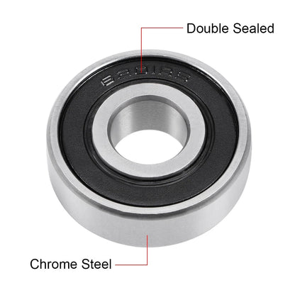 12x32x10mm Deep Groove Ball Bearing, Double Sealed Chrome Steel
