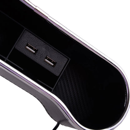Dual USB Seat Gap Storage Box Charging Cup Holder for Universal Car