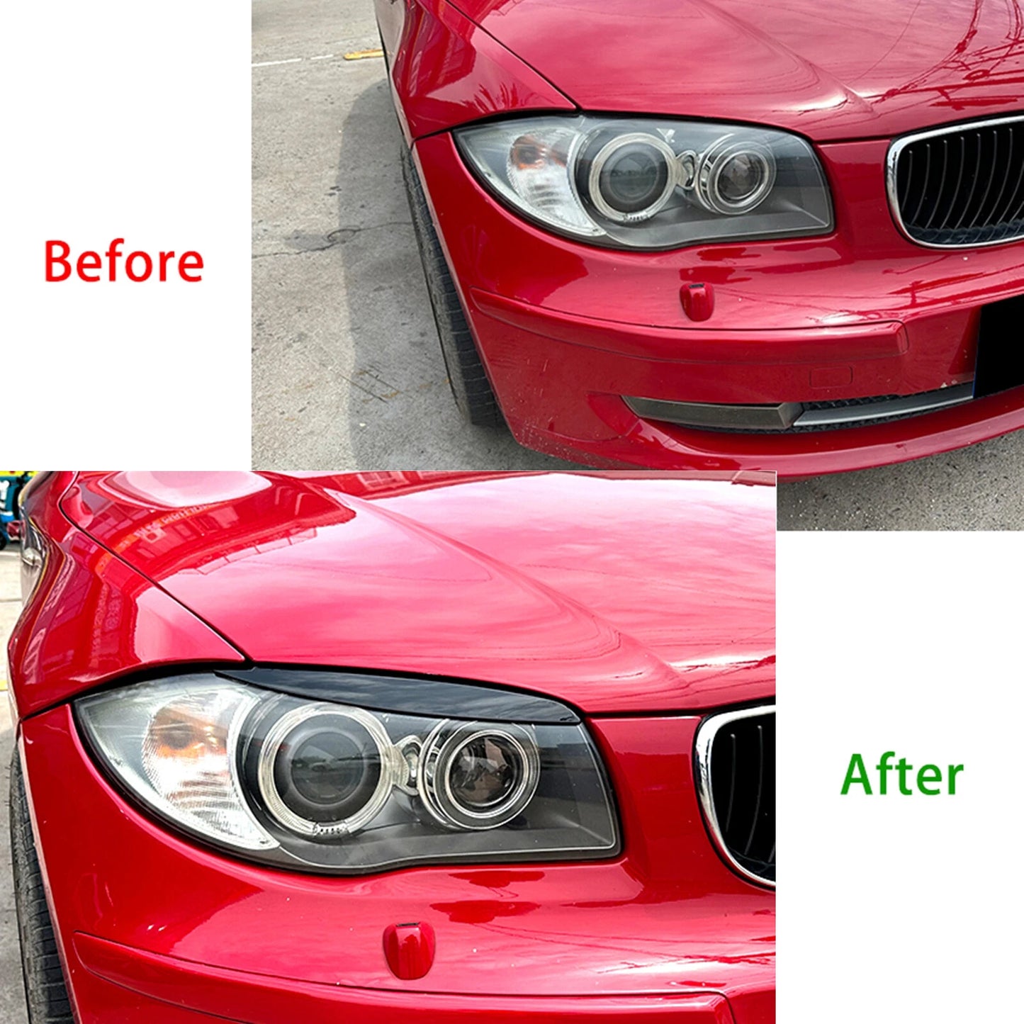 Headlight Eyelid Trim for BMW E81 E82 E87 E88 (2004-2011) Glossy Black