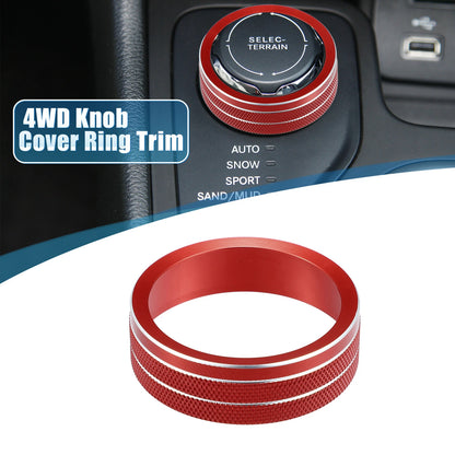 4WD Knob Cover Trim for Jeep Cherokee, Compass 2014-2021, 2017-2021 Red