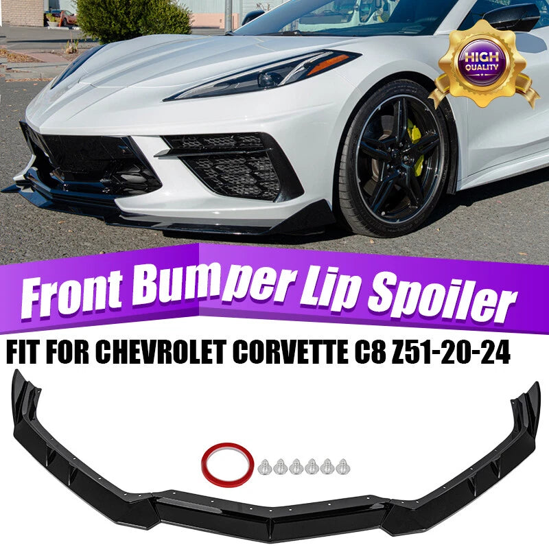 Front Bumper Lip Splitter for 2020-2024 Corvette C8 Z51 Carbon Flash