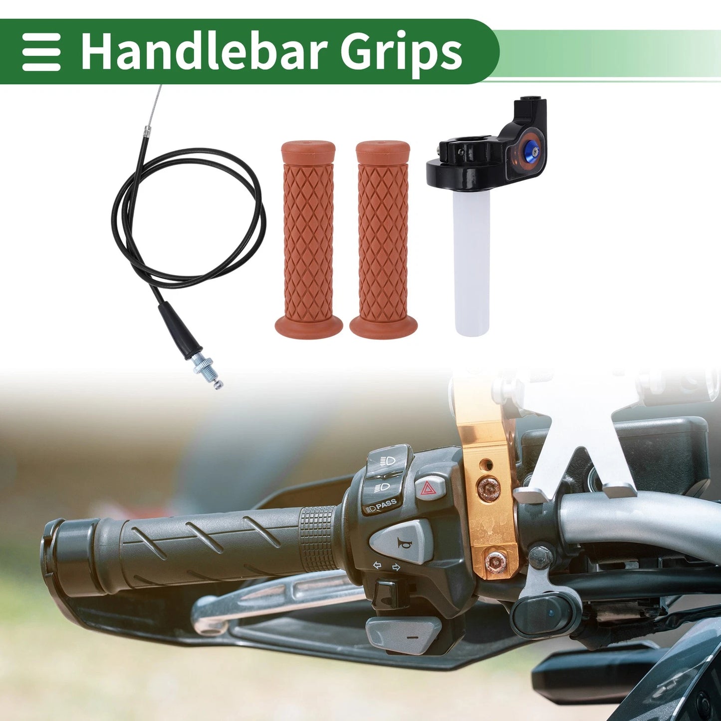 7/8" 22mm Hand Grips Rubber Diamond Pattern for Motorcycle