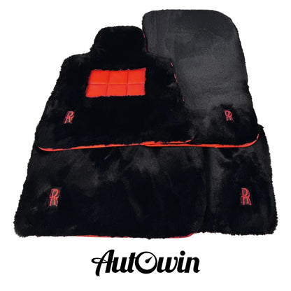 Sheepskin Floor Mats for Rolls Royce Dawn 2016-2023 - Red Leather