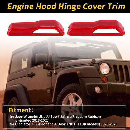 Engine Hood Hinge Cover for Jeep Wrangler JL JLU (2018-2023) - Red