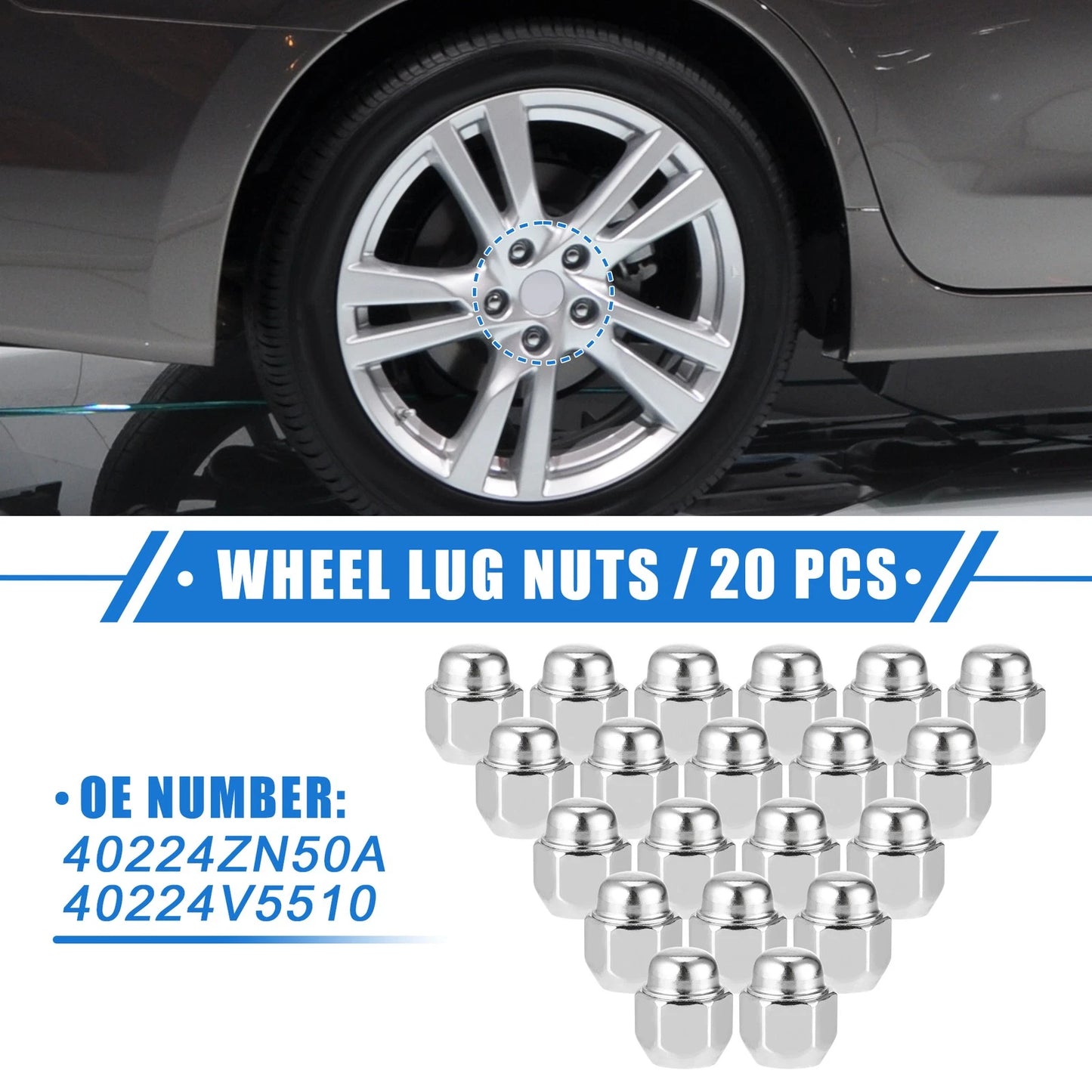 20 x M12x1.25 Wheel Lug Nut for Nissan Altima Infiniti G20 I30