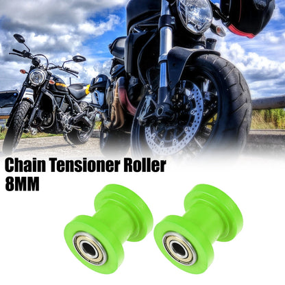 Green Chain Tensioner Rubber Wheel 2 Pcs 8mm for Motorcycle