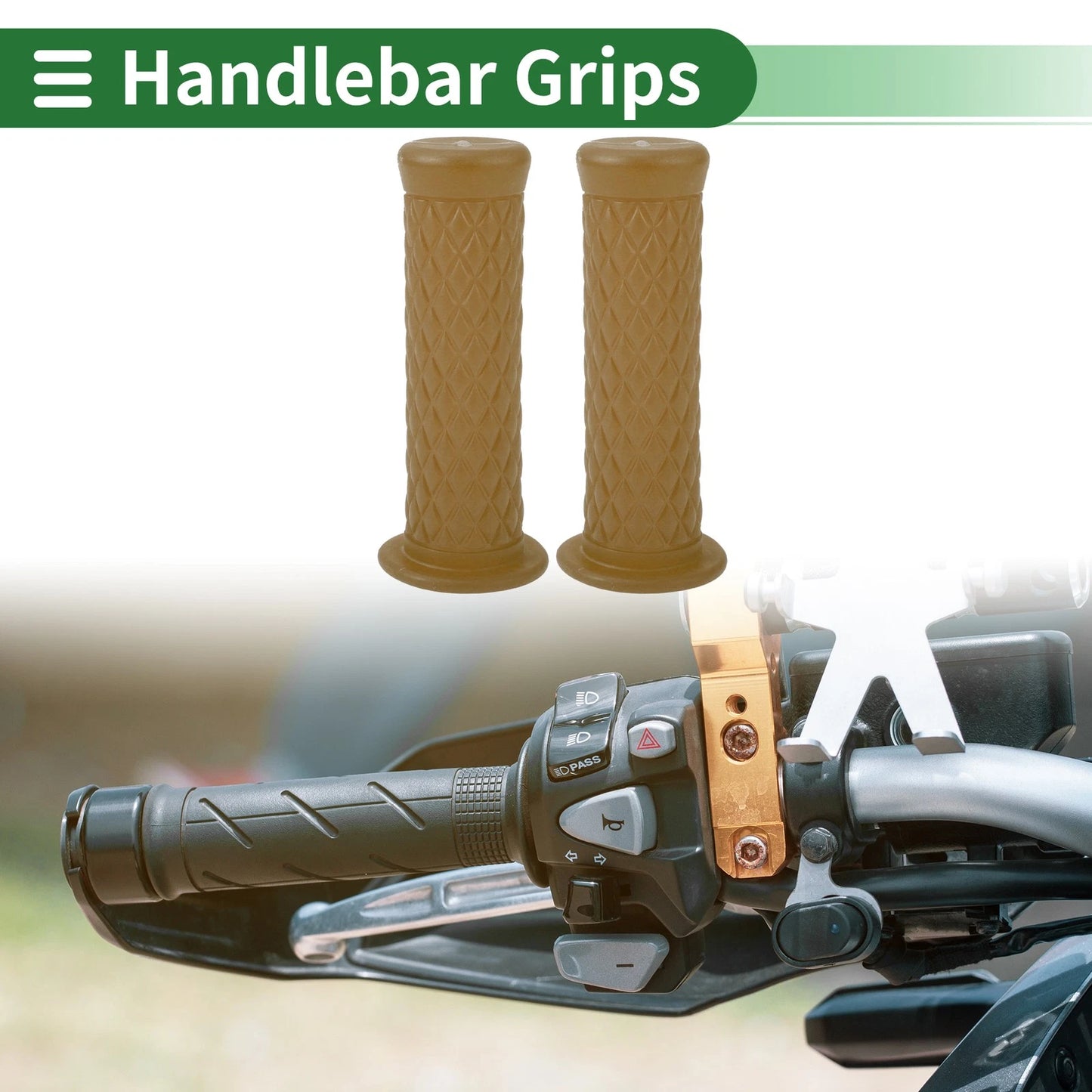 25mm / Hand Grips / Motorcycle End Grips TPU Light Brown for Make Model