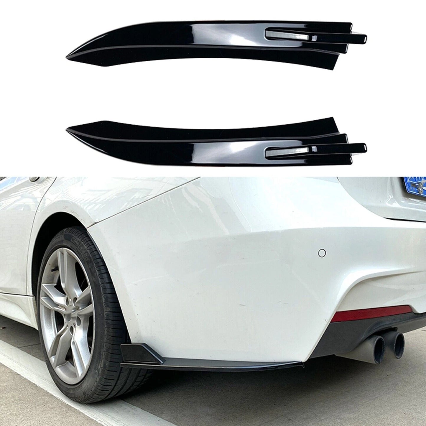 Rear Bumper Side Splitter Cover for BMW F30 M-TECH (2012-2018)