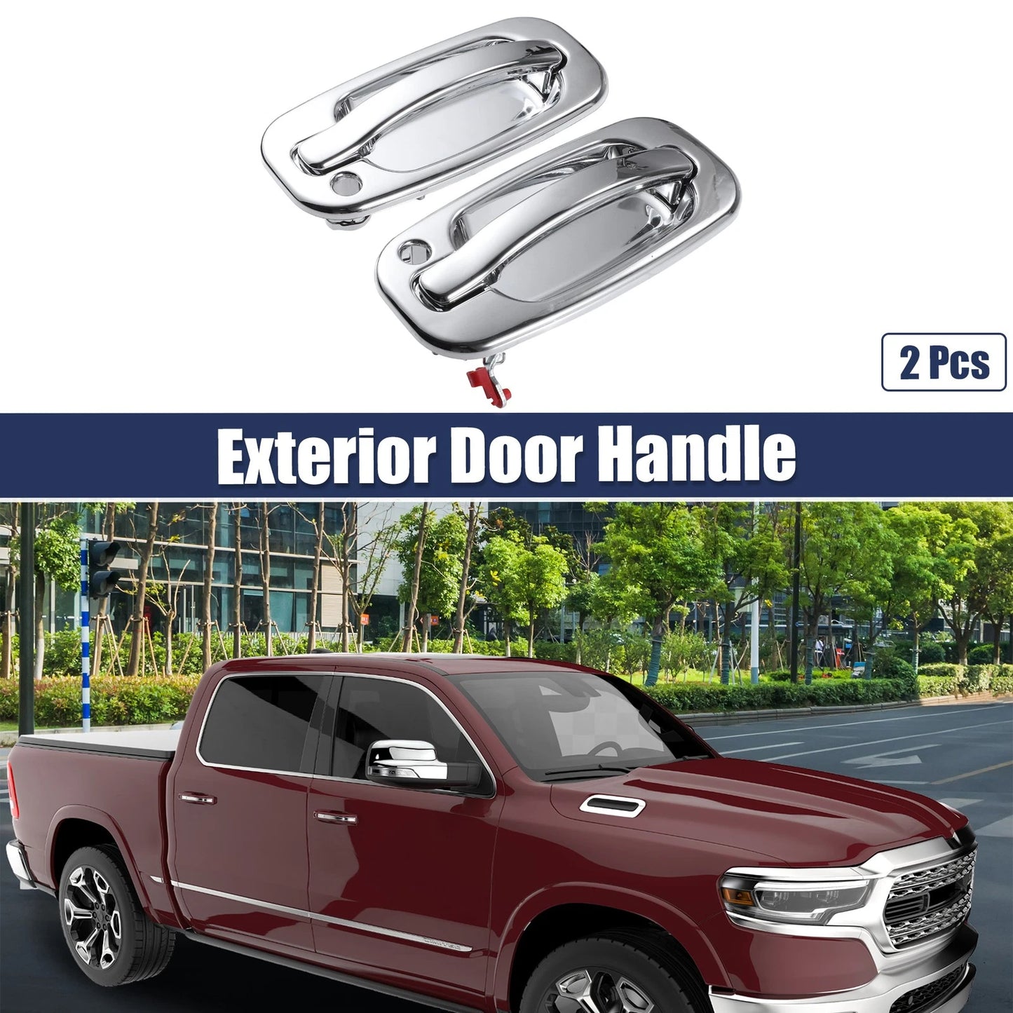 Front Left and Right Exterior Door Handles for Chevrolet Silver Tone 2x