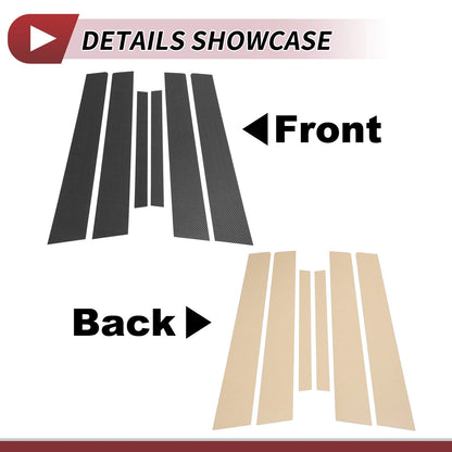 6 Pcs Door Pillar Window Trim for Nissan Altima (2007-2012) Carbon Fiber Black