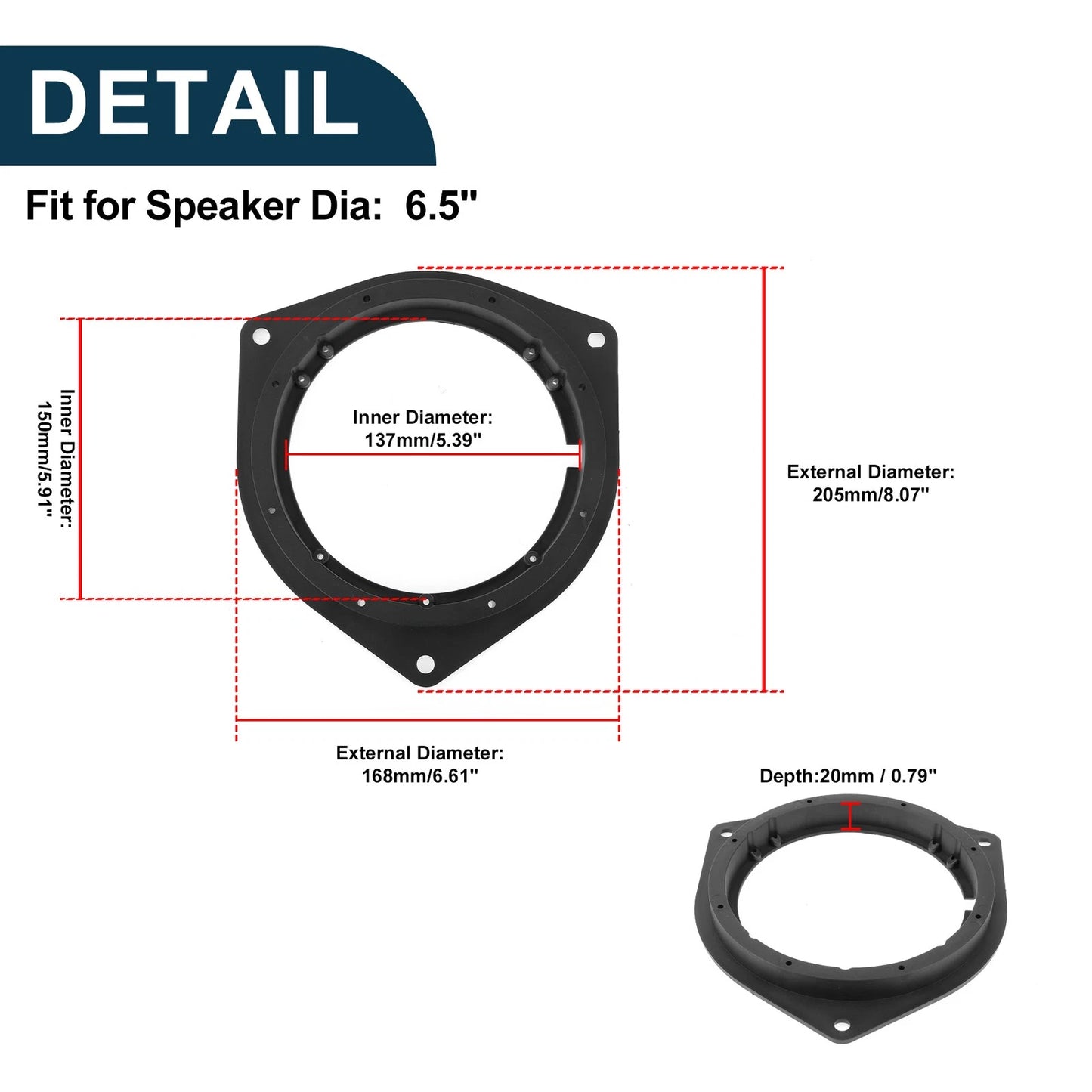 Car Speaker Spacer Ring Adapter for Toyota Corolla  - 2 x Pcs