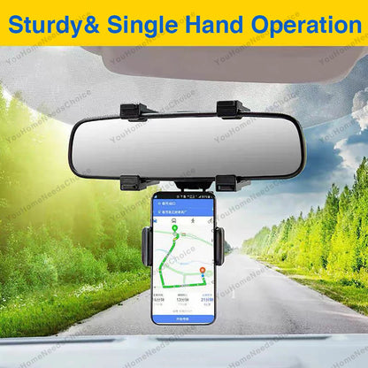 360° Rotation Phone Holder Rear-view Mirror Mount for Car Truck Smartphone GPS