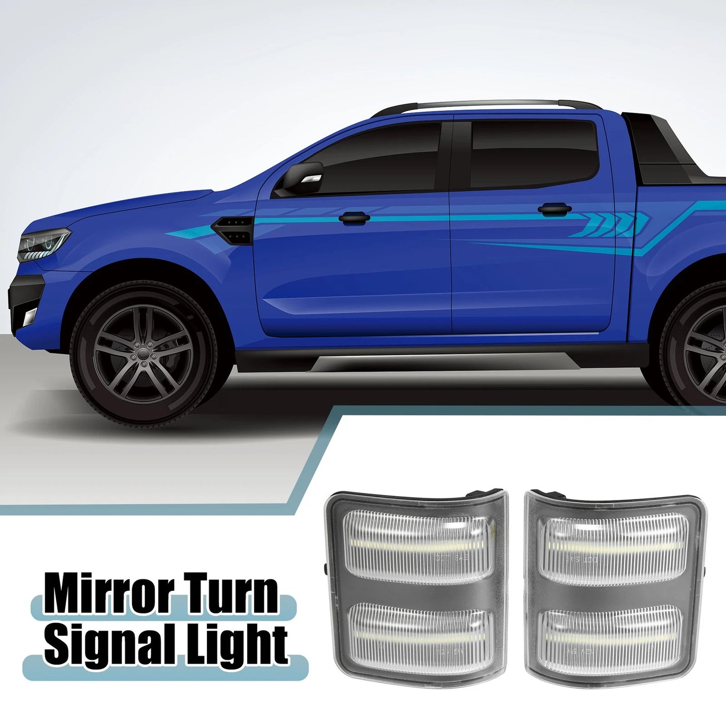 Mirror Turn Signal Light for Ford (Plastic Black Transparent) 1 Pair