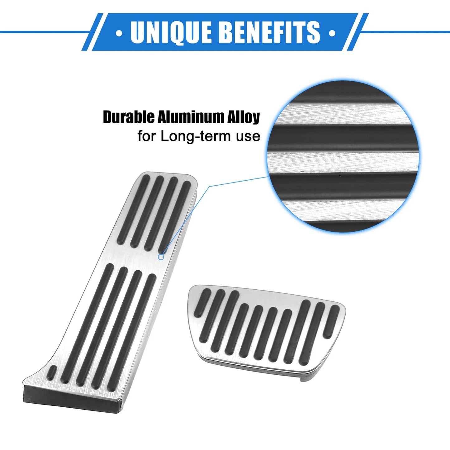 3 Pcs Gas Accelerator Brake Foot Rest Pedal Cover for Toyota RAV4 Silver Tone