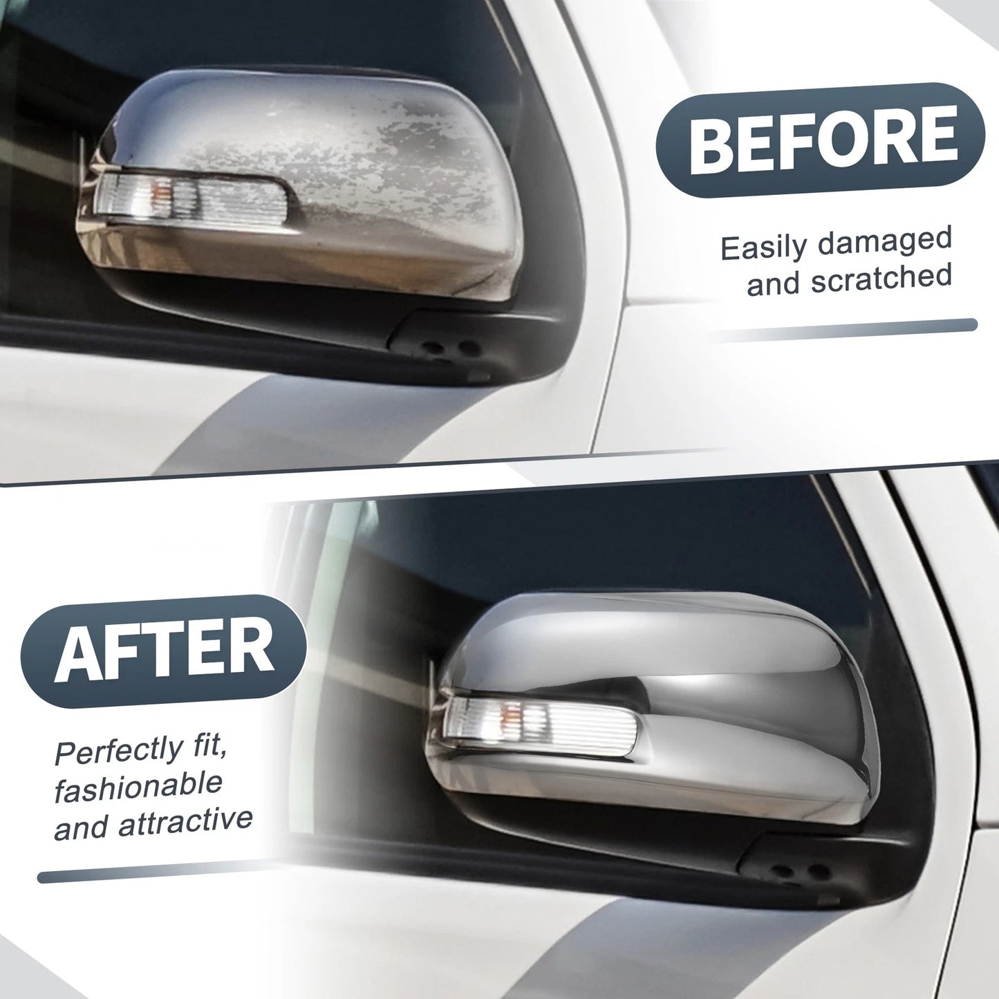Rearview Mirror Cover Cap Chrome Plated for Toyota Hilux Vigo (2012-2014)