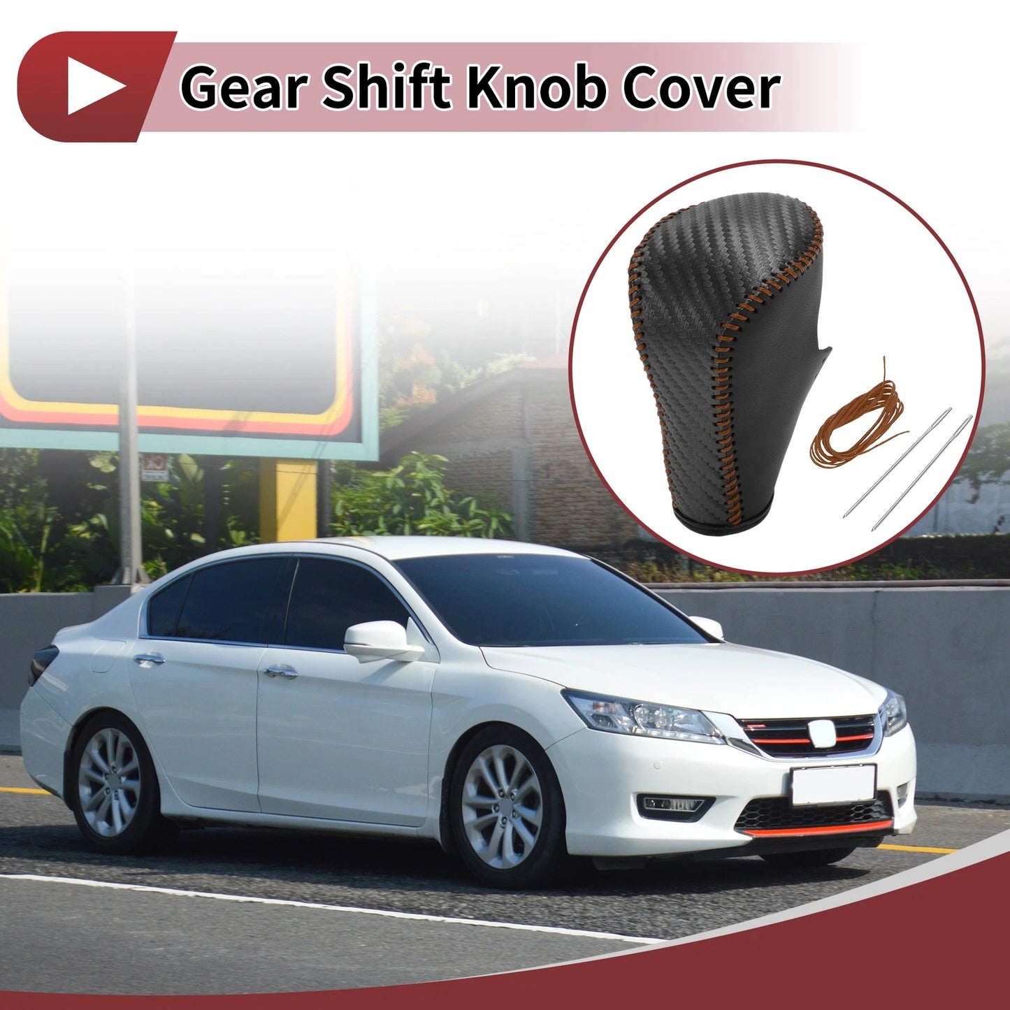 Gear Shift Knob Cover for Honda Accord 2008-2012 Black Carbon Fiber