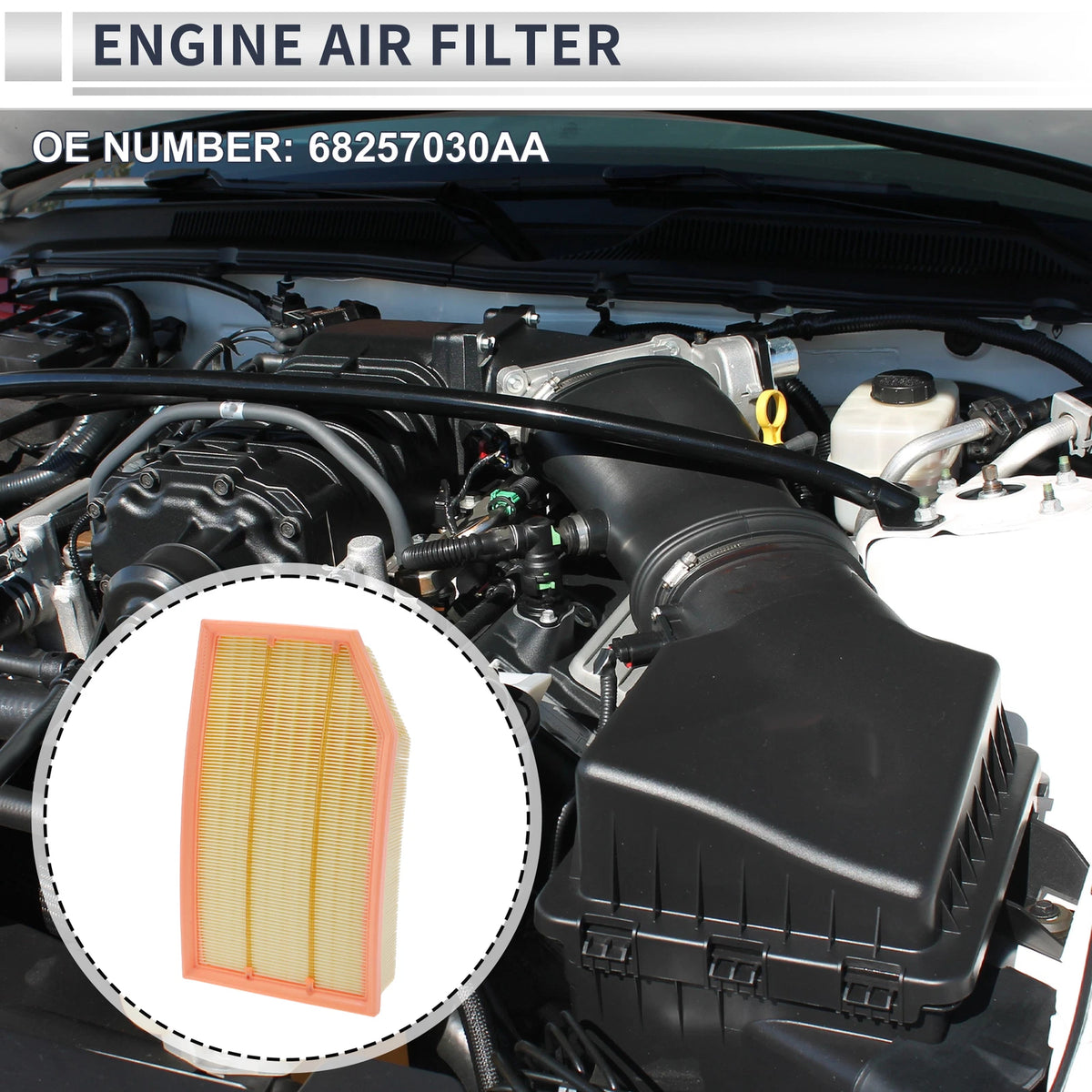 Car Engine Air Filter for Jeep Wrangler (2018-2024) - 1 Pcs Long Life