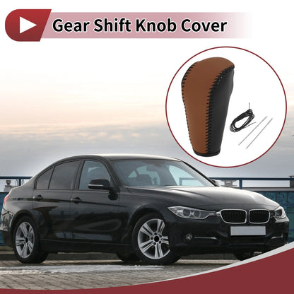 Gear Shift Knob Cover for BMW 3 Series E90 2004-2012 Black Brown Faux Leather