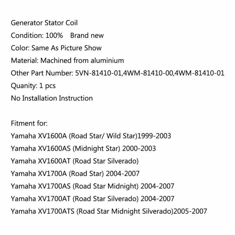 Stator Coil for Yamaha XV1700AT (Road Star Silverado) (2004-2007)