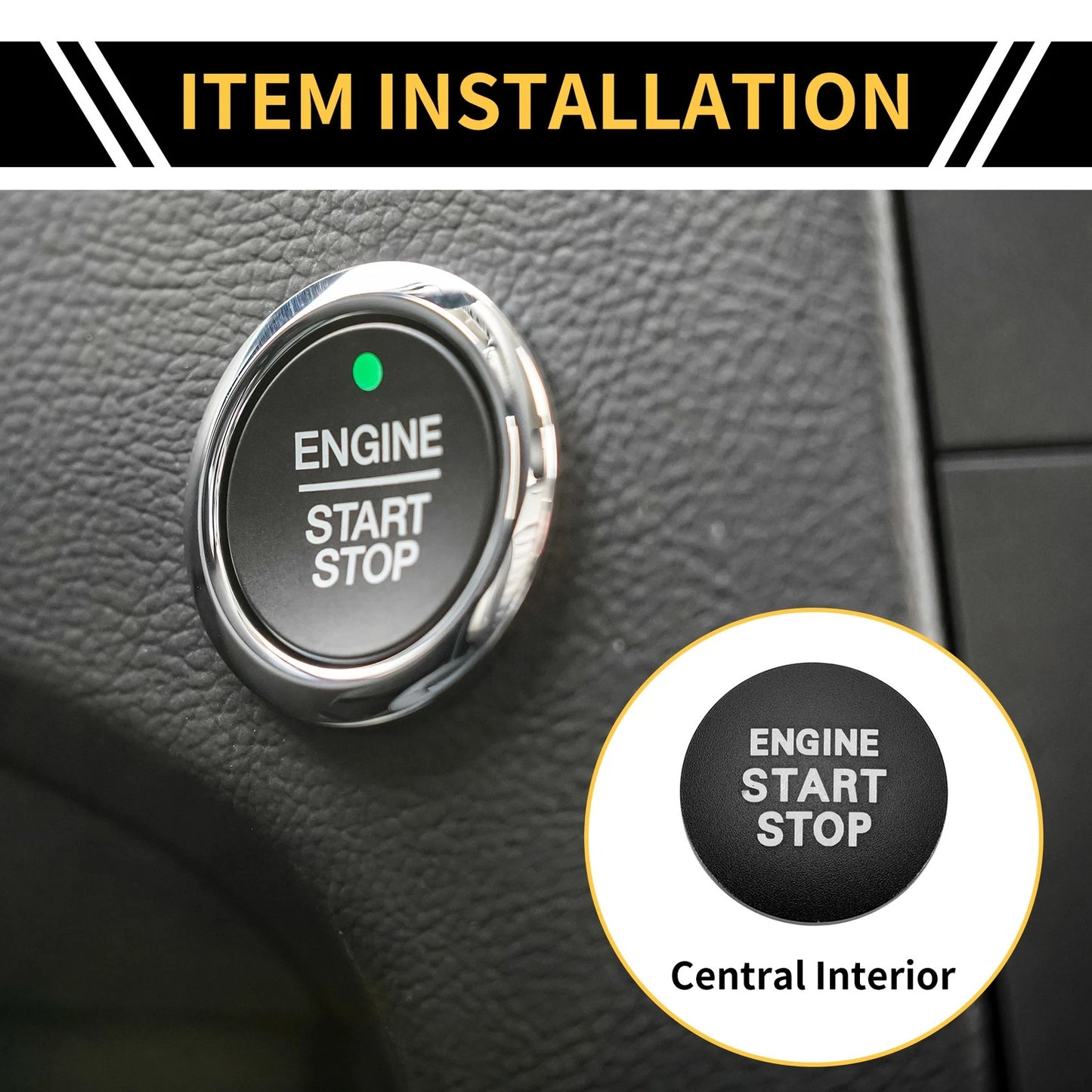 Engine Start Stop Button Switch Knob Cover Black for Toyota Tacoma (2016–2023)