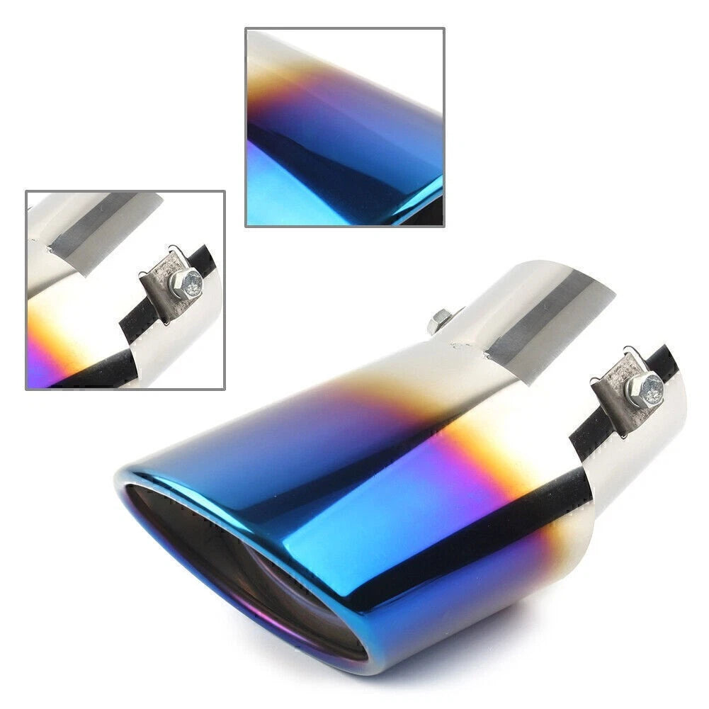 Stainless Steel Blue Curved Round Tail Muffler Tip for Car