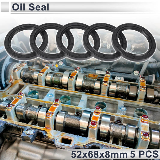 Oil Seal Seal Ring Rotary Shaft Seal NBR Rubber 52x68x8mm Black 5 Pcs