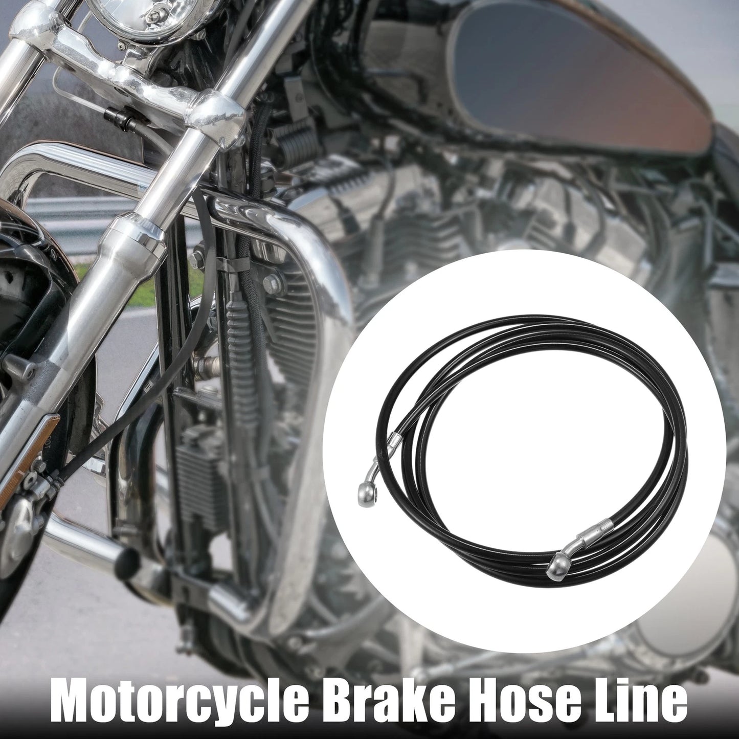 Brake Hose 1 Set Motorcycle Hydraulic Brake Line Oil Hose Pipe Bike 220cm Black