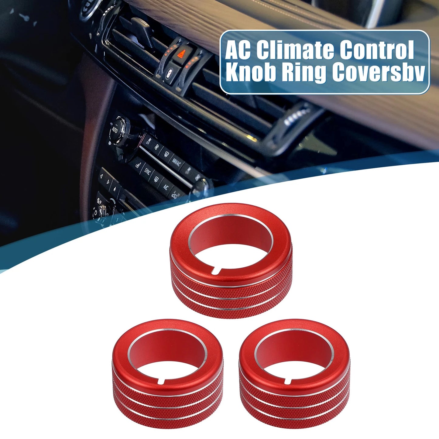 3 x AC Button Ring Knob Cover Trim for Toyota 4Runner (2010–2020)