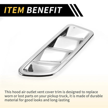 Front Hood Air Outlet Vent Cover Trim for Jeep JL JLU (2018-2024) Silver Tone
