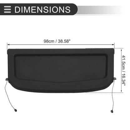 Rear Parcel Shelf Boot Load Cover for Ford Fiesta (2018-2022) Black