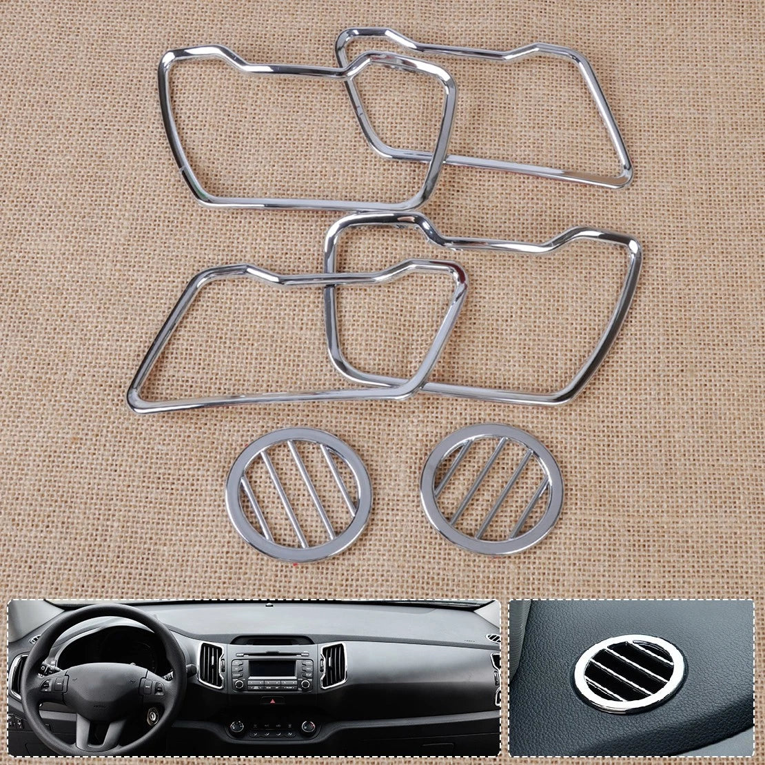 6 x Ventilation Grille Cover Chrome Frame Trim for Kia Sportage (2010-2016)