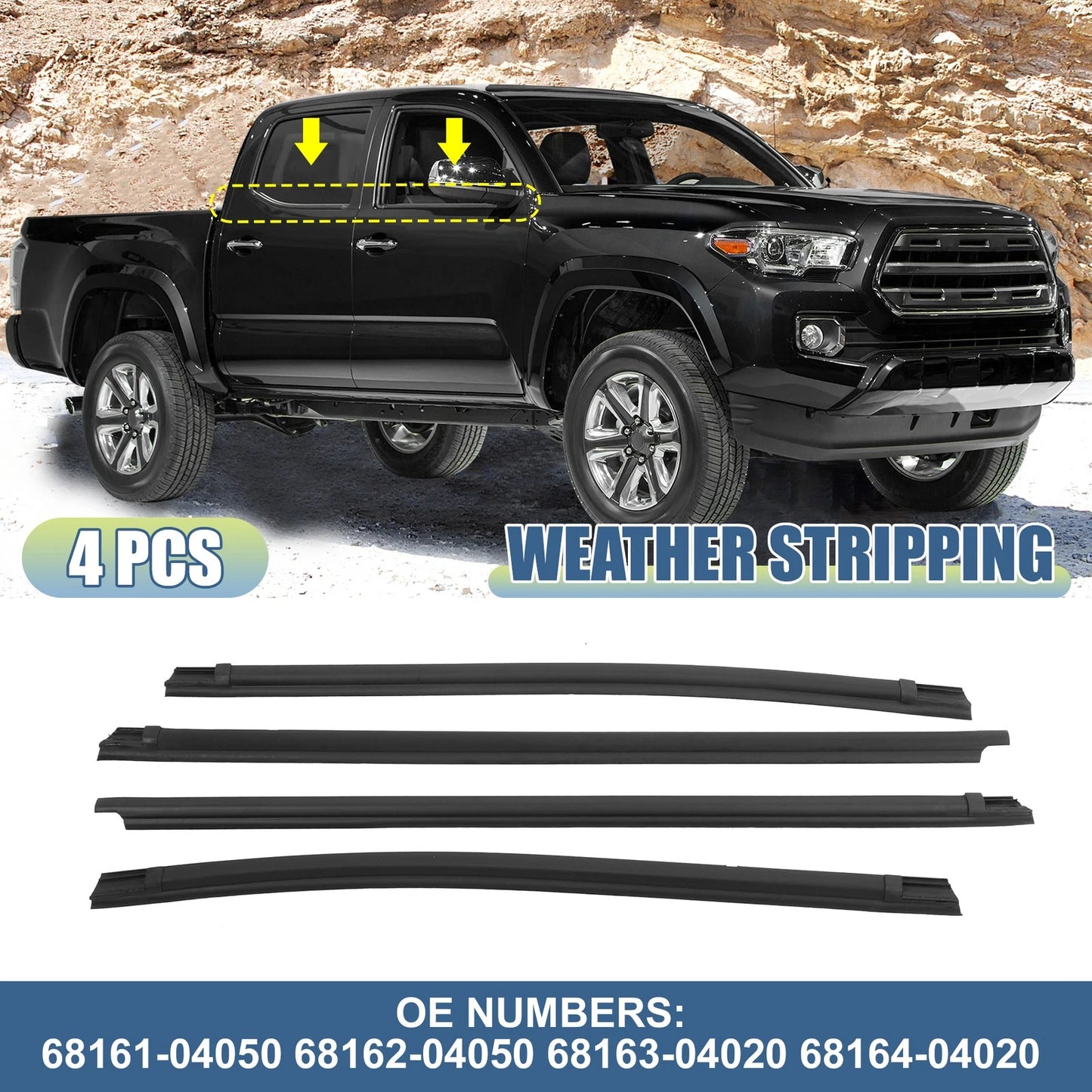 4pcs Window Weatherstrip Door Seal for Toyota Tacoma (2005-2015)