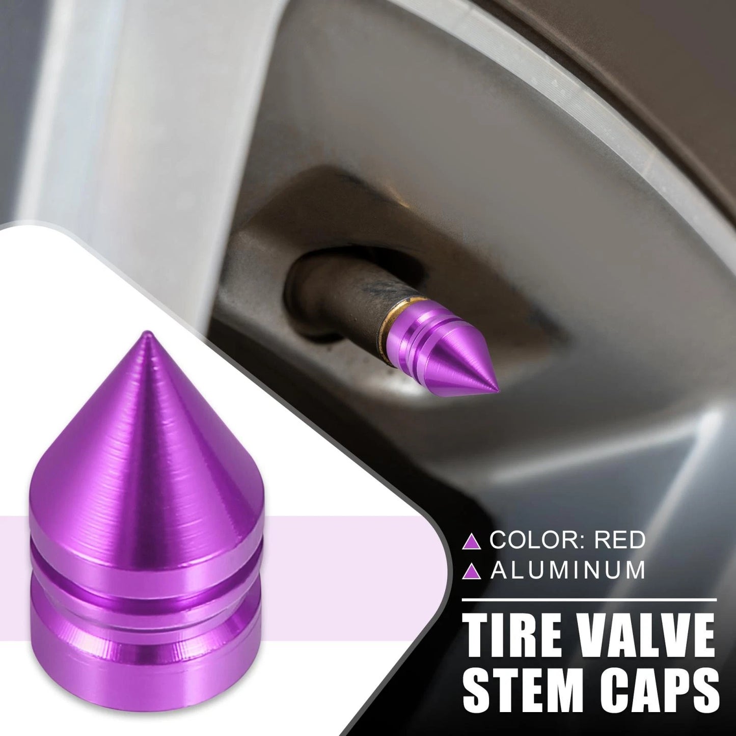 Dustproof Caps 4 Pcs for Cars Motorcycles Tower Shape Air Valve Cover Purple