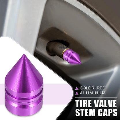 Dustproof Caps 4 Pcs for Cars Motorcycles Tower Shape Air Valve Cover Purple
