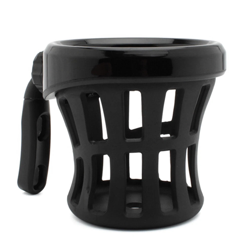 Universal Black Motorcycle Handlebar Cup Holder with Mesh Basket