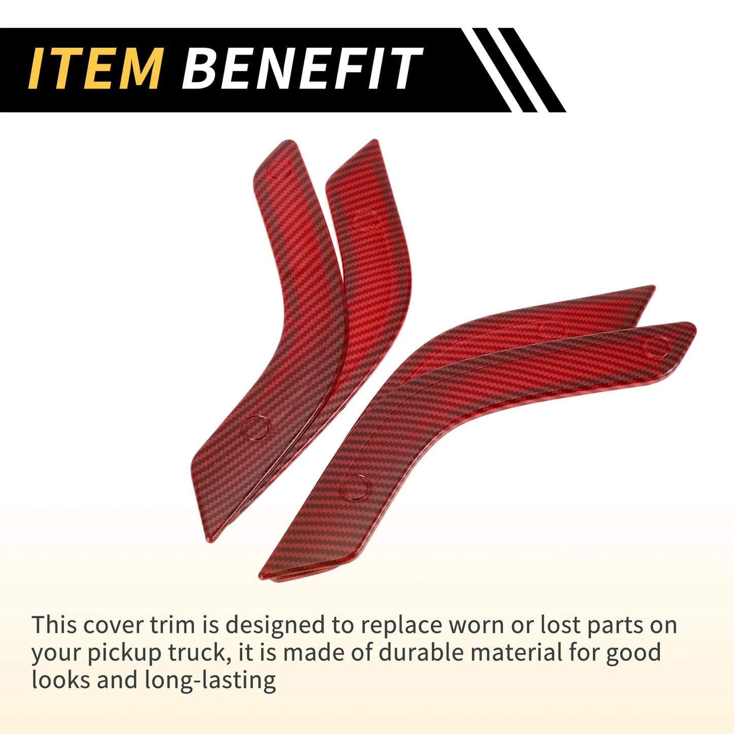 Red Carbon Fiber Front Rear Door Handle Panel Bezel Cover Trims for Jeep
