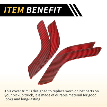 Red Carbon Fiber Front Rear Door Handle Panel Bezel Cover Trims for Jeep
