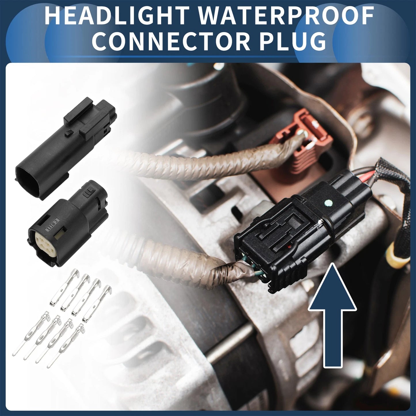 4 Pin / 1 Set / Headlight Waterproof Connector Plug Black for Harley-Davidson