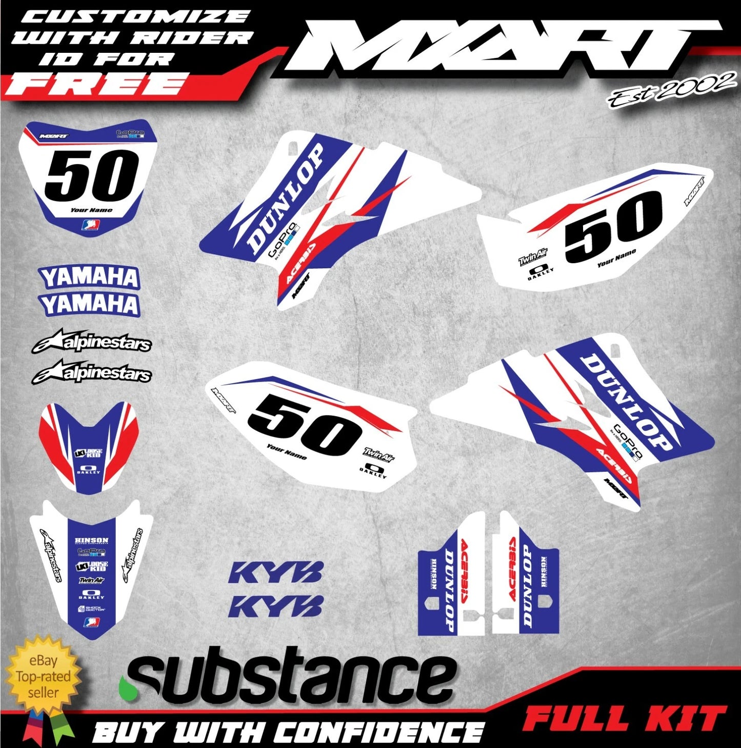 Custom Graphics Full Kit for Yamaha TTR 50 FORCE STYLE Decals