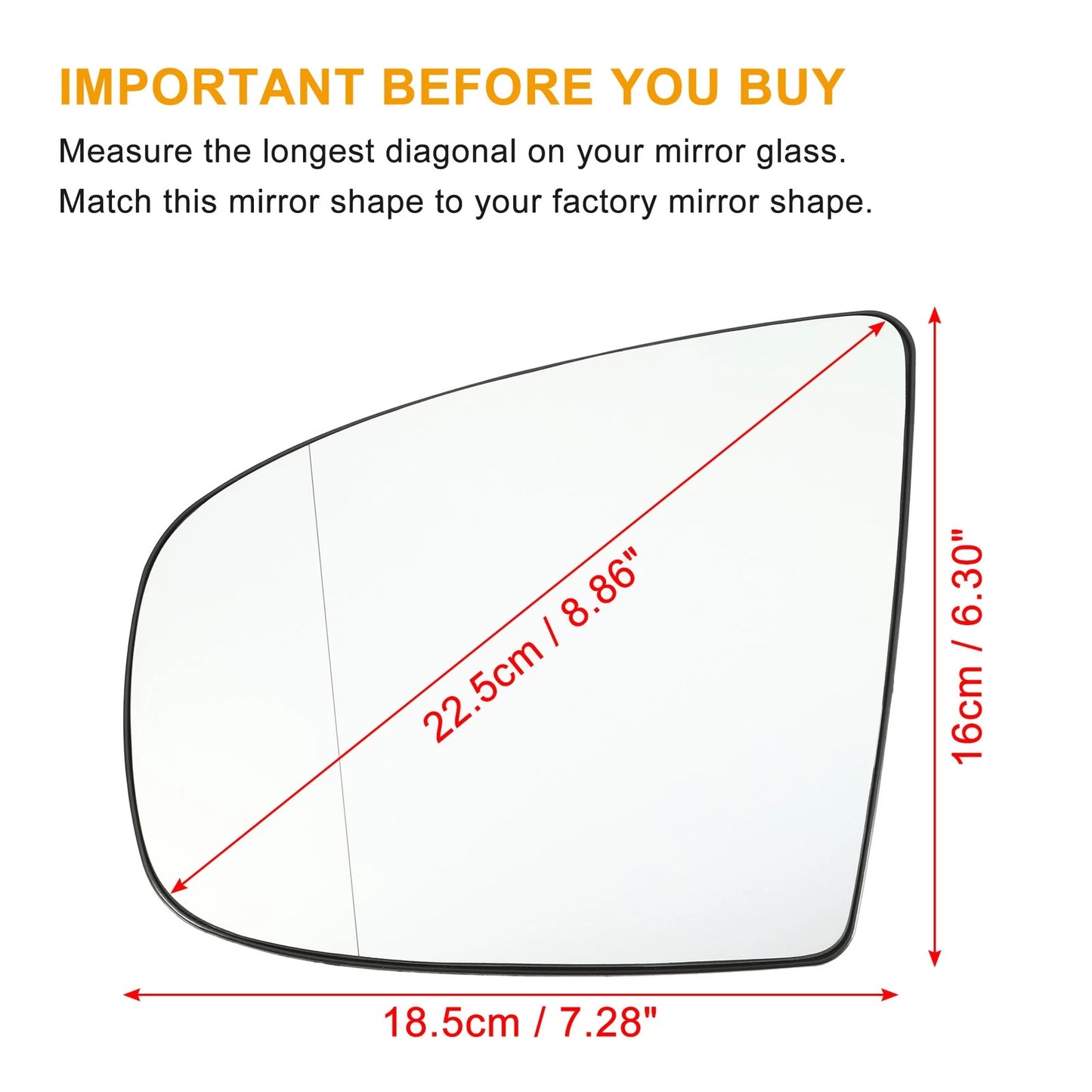 Left Mirror Glass with Backing Plate for BMW X6, X5 (2008-2014)