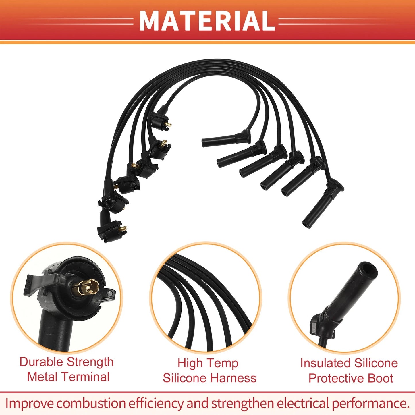 6 x Spark Plug Wire Ignition Coil Cables for Ford Explorer (2004-2010)