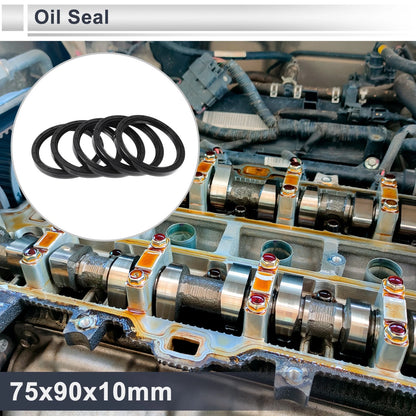 Oil Seal / 75x90x10mm / Seal Ring Rotary Shaft Seal Nitrile Rubber Black 5 Pcs