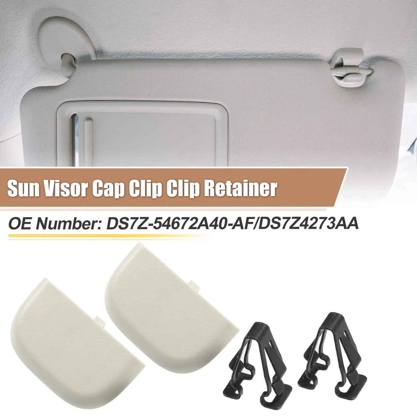 Beige Iron Sun Visor Cap Clip Retainer for Ford Fusion (2013-2016)