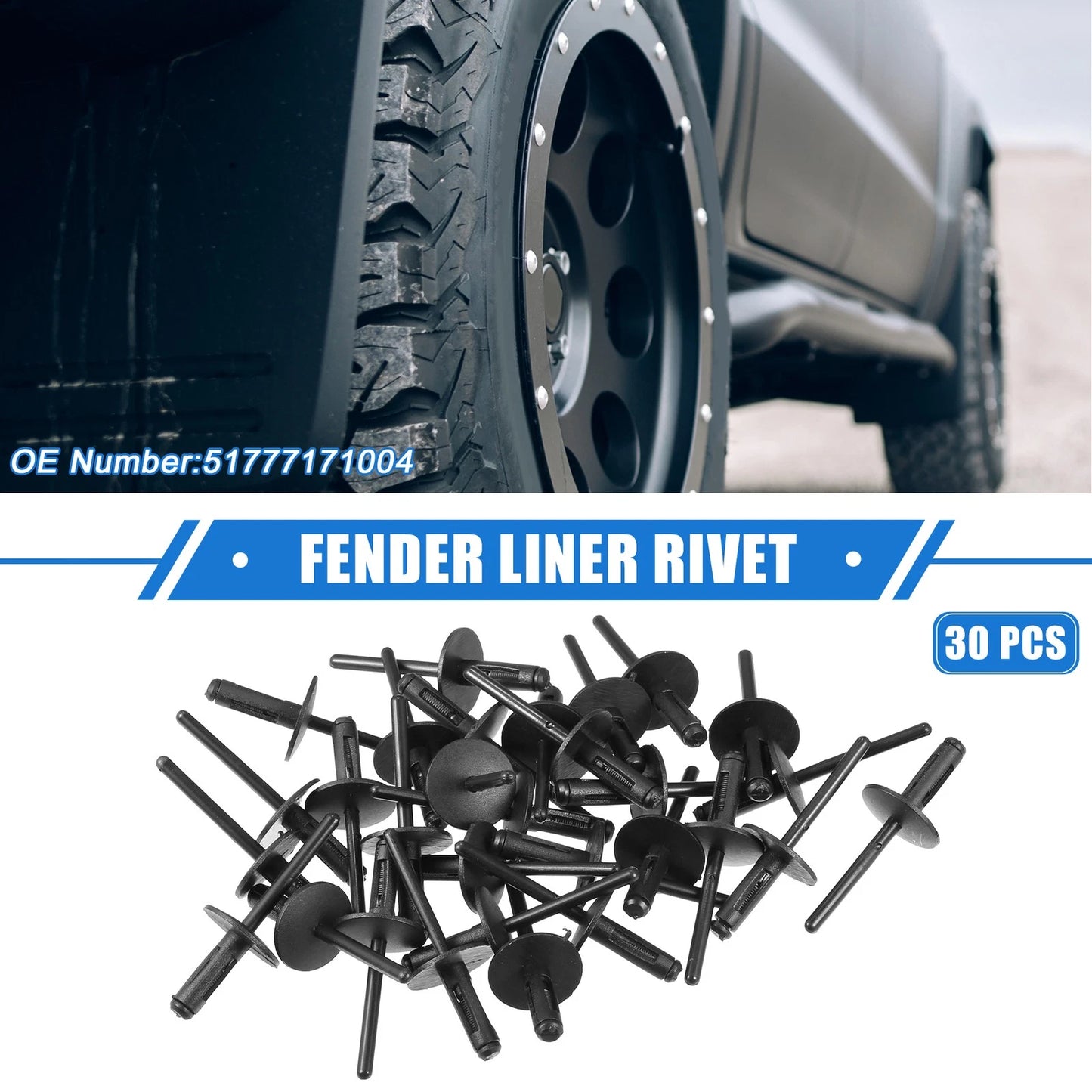 30 x Fender Liner Rivets for BMW X1 (2013-2023) Durable Plastic Black