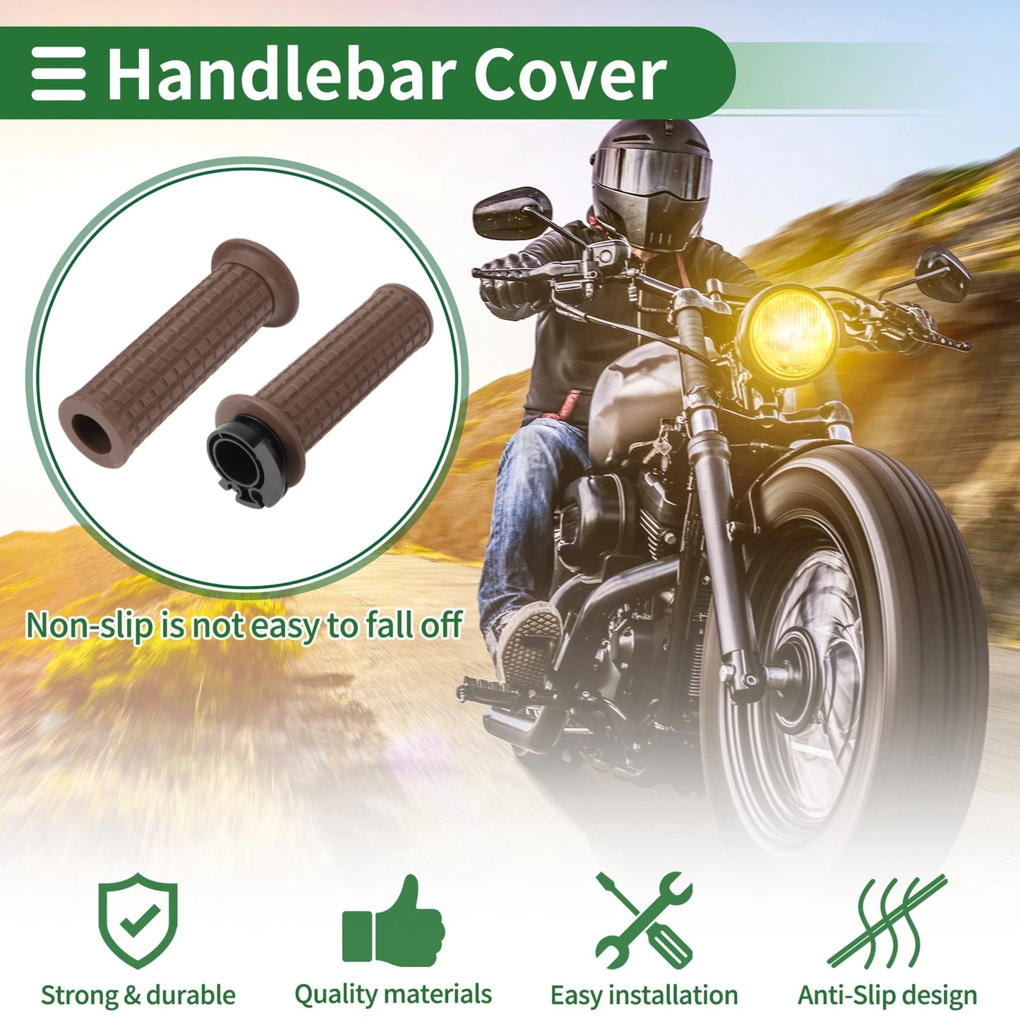 Grips 7/8in Hand Bar Throttle Cover Light Brown for Motorcycle