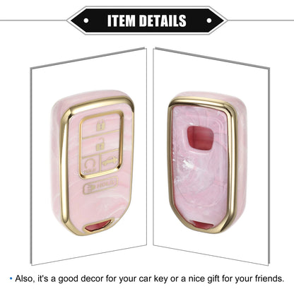 Key Fob Cover 5 Button for Honda Accord CRV Porcelain Soft TPU Pink