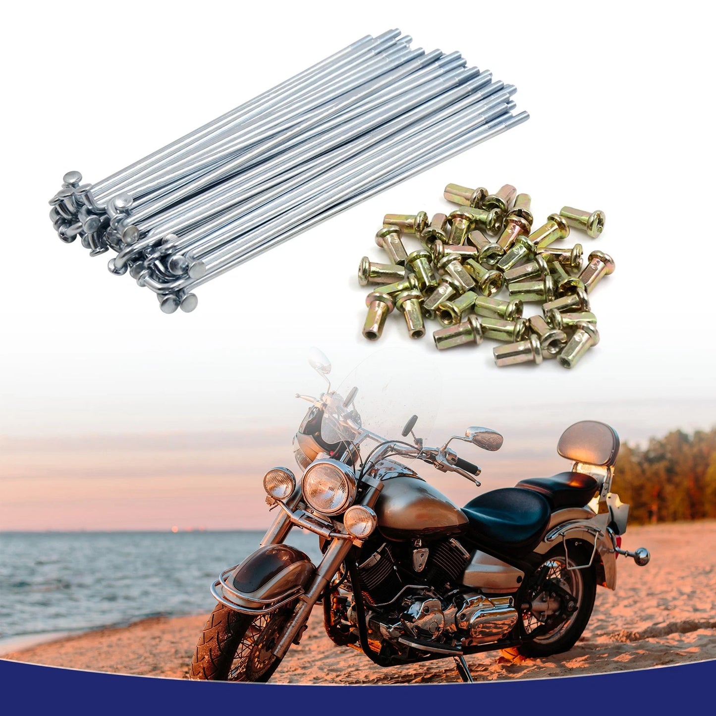 Wheel Plated Spoke 150mm Length with Nipples Set of 36 for Motorcycle Scooter