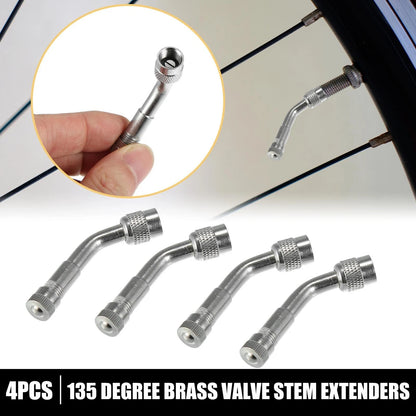 4 Pcs Valve Stem Extenders Silver Tone for Car Motorcycle