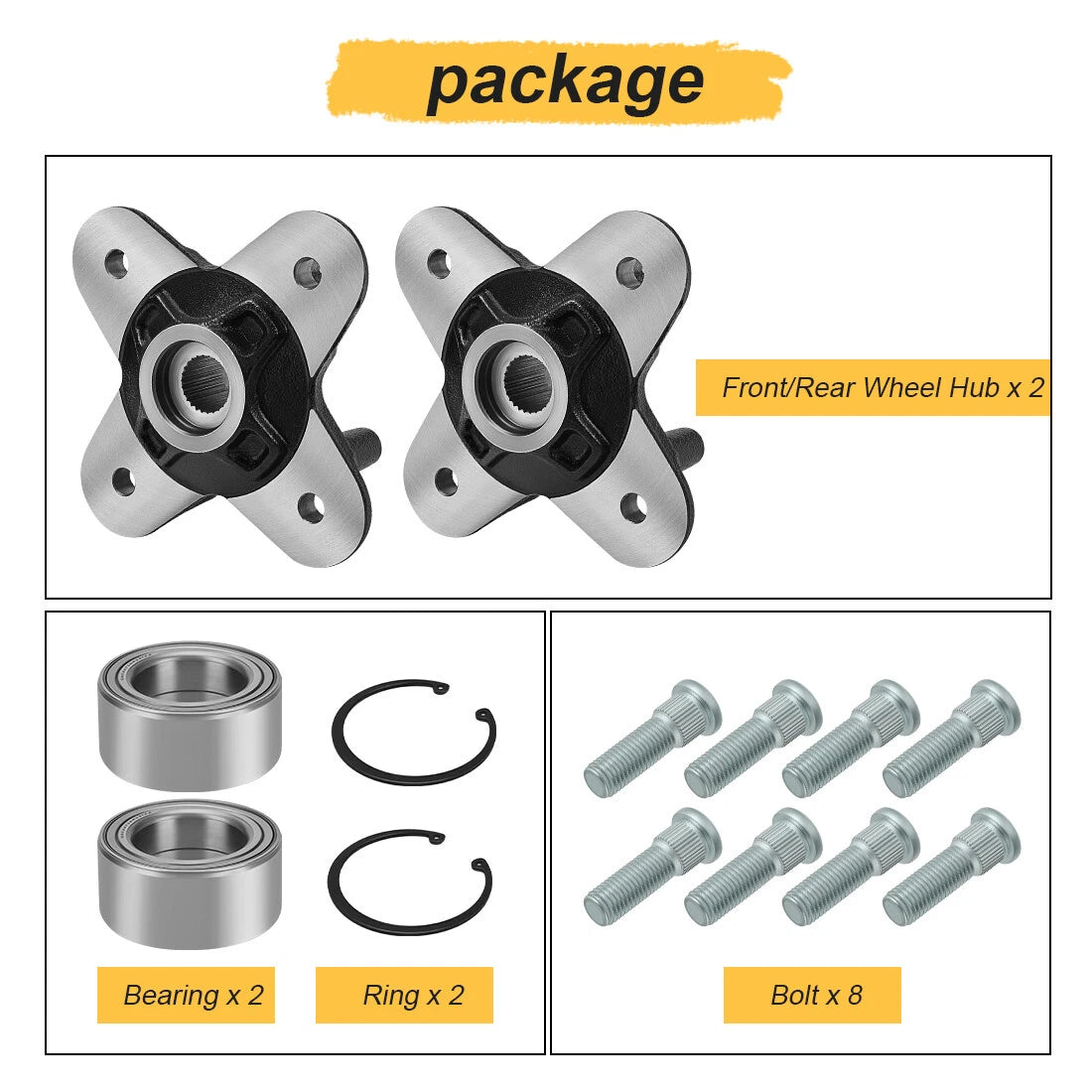 2 x Front/Rear Wheel Hub & Bearing for Polaris Sportsman XP 1000 (2020–2025)