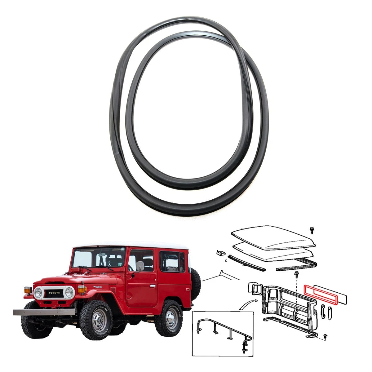 RR Windshield Weatherstrip for Toyota Land Cruiser BJ45 FJ45 HJ45 HJ47 1969-1986